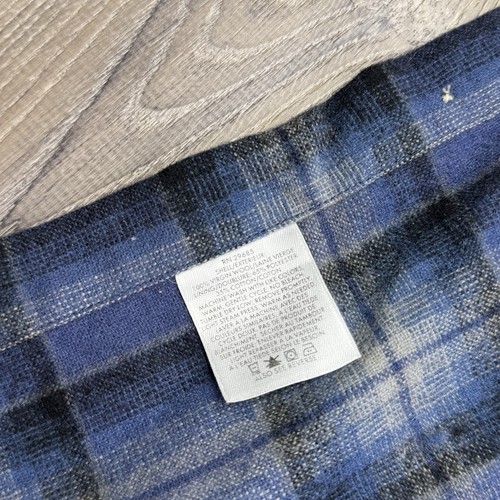 Pendleton Outdoor Board Shirt Blue Plaid Flannel Wool Button Up Men’s Large Long - Picture 4 of 13