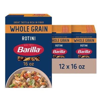 Barilla Whole Grain Rotini Pasta Pack of 12 16 Ounce Non GMO Vegan 2x Fiber