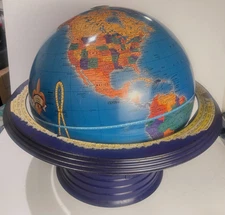 Vintage George F. Cram World Globe Physical Map Metal Tabletop Base  AS-IS