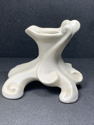 Weller Pottery USA Candle Holder, Ivory! Scroll Design, Vintage! Beautiful!