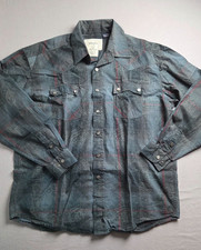Panhandle Slim Pearl Snap Shirt Mens X-Large Gray Rough Stock Paisley Western