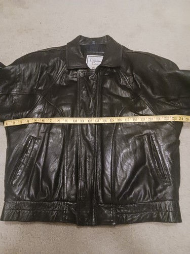 Vintage Christian Dior Leather Jacket 90s Size 40 Like Large Black Bomber Jacket - Picture 10 of 10