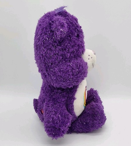 Care Bears 35th Anniversary Rainbow Heart Plush Bear Purple Glitter Limited 2017 - Picture 6 of 7