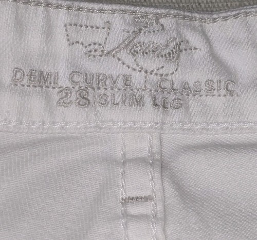 Levis Jeans Womens 28x30 6M White Demi Curve Classic Slim Mid Rise Raw Hem - Bild 7 von 22