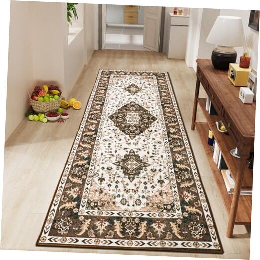 Vintage Design Runner Rugs for Living Room, 2x6 Machine 2x6 Feet Brown Vintage Design Runner Rugs for Living Room, 2x6 Machine 2x6 Feet Brown