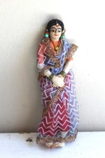 Handmade India Lady Doll Cloth Vintage 1970s Ethnic Princess Woman in Sheer Sari