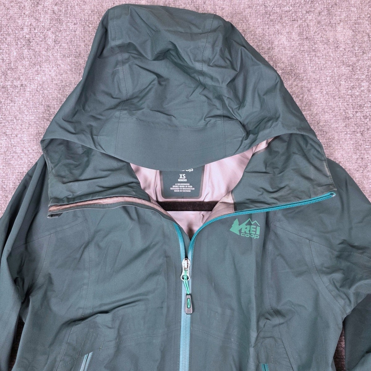 REI Co-op Rain Jacket Womens XS Teal Gore-Tex Active Waterproof 