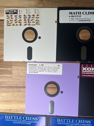 Vintage LOT Of 14 5" Floppy Disk Computer Games IBM, Battle Chess, Blackjack - Photo 3/18