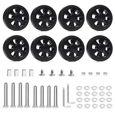 Suitcase Spinner Set of 8PC 2.2in55mm Rubber Wheels & 2Size Axles Mute Flexib...