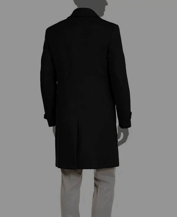 Bloomingdale Mens Black Cashmere Wool-Blend Double-Breasted Overcoat Sz 40R - product detail image 2