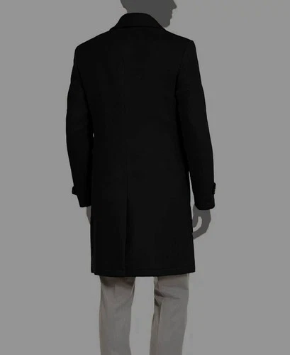 Bloomingdale Mens Black Cashmere Wool-Blend Double-Breasted Overcoat Sz 40R image 2