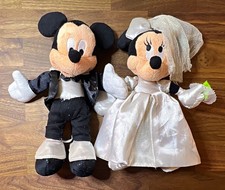 Disney Mickey Minnie Mouse Bride Groom Wedding Plush Set Small 2001 Vintage