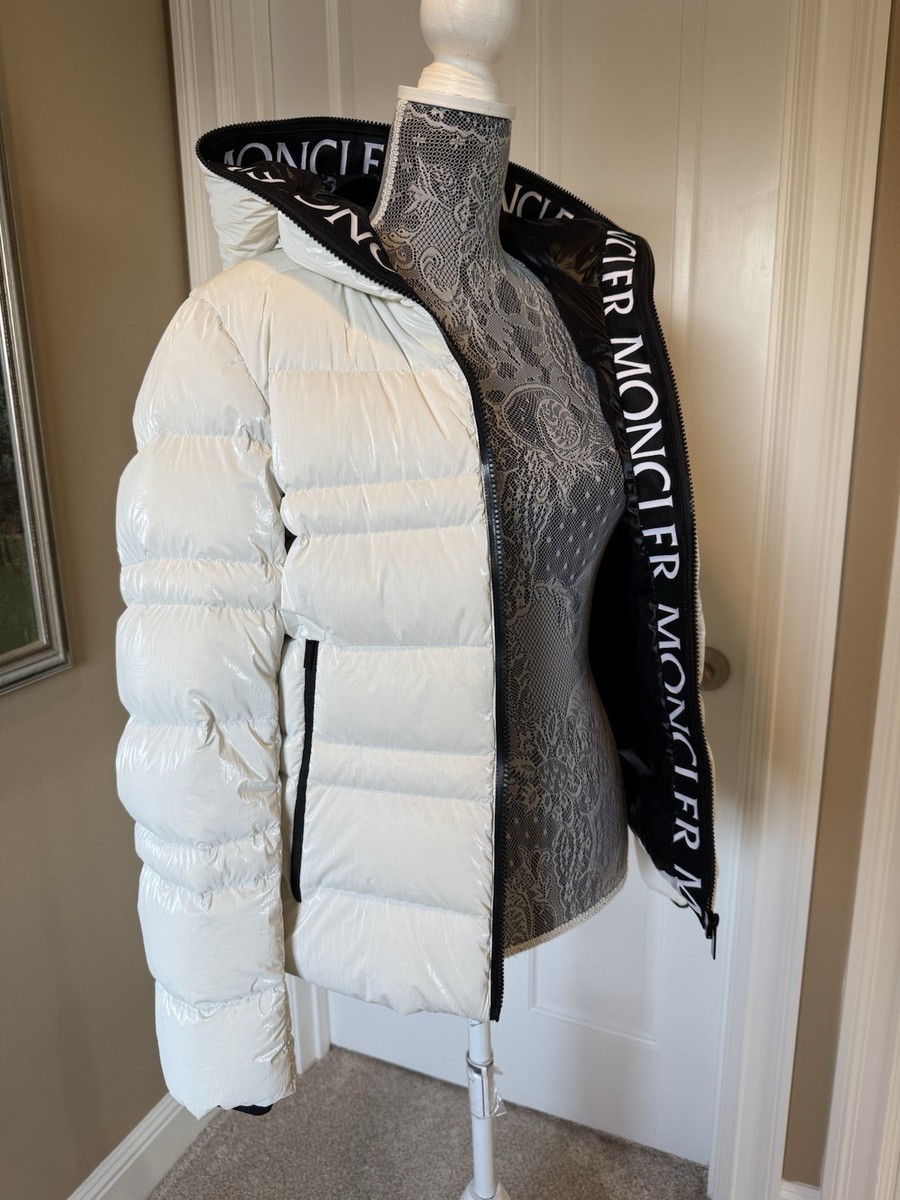 Moncler White And Black Tharon Giubbotto Down Puffer Jacket