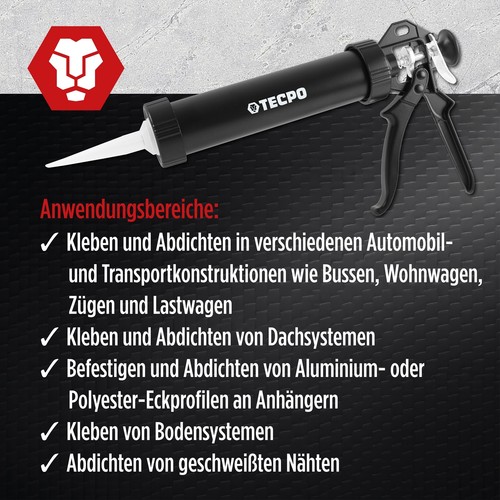1x370g TECPO KAROSSERIE KLEBE und DICHTMASSE SCHWARZ KAROSSERIEKLEBER KLEBEMASSE - Bild 4 von 6