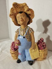 RARE VTG 1947/48 McCARTY BROS. CALIFORNIA POTTERY PLANTER FARM BOY APPLES SIGNED