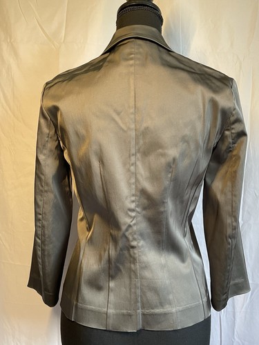 Theory Women’s Blazer Silver Gray Shimmer Medium Petite Business Career - Picture 4 of 16