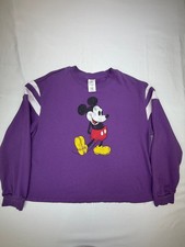 Disney Women's Sweatshirt Pullover Semi-Crop Graphic Mickey Mouse Size XL Purple