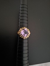 Amethyst gold plated sterling silver ring size 50