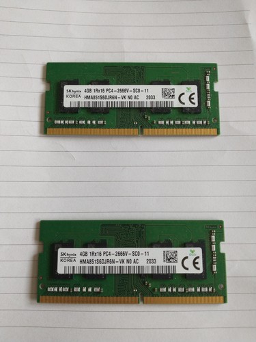 SK Hynix 4GB DDR4-SODIMM (2x 4GB) PC4-2666V Laptop Memory RAM HMA851S6DJR6N-VK - Picture 1 of 2