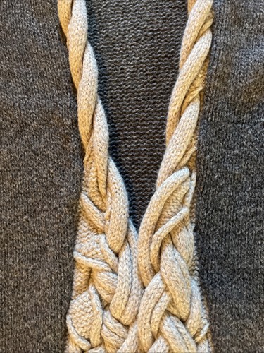 Anthropologie Sparrow Strickjacke Pullover Lammwolle Flechtdetail grau Gr. S - Bild 5 von 14