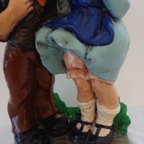 Vtg Ceramic Enamel Boy And Girl Figurine Wind Blowing Skirt 10" Signed 1978 - Picture 4 of 12