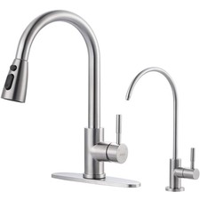 Stainless Steel Kitchen Sink Faucet with Drinking Water Faucet for Reverse Os...