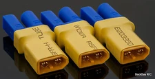 (3) No Wires Connectors: Female EC5 to XT60 / XT-60 Male (Turnigy / Zippy )