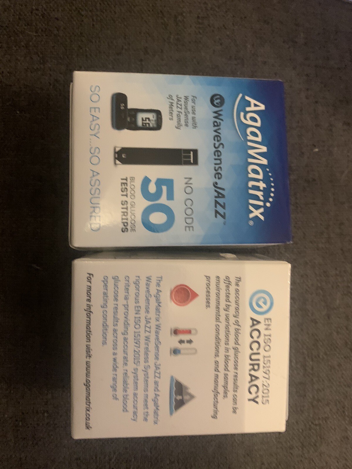 AgaMatrix WaveSense Jazz Blood Glucose Test Strips 2 X Pack of 50 100