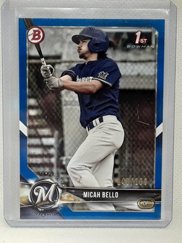 Micah Bello 2018 Bowman Draft Baseball - BLAU (148/150) - Milwaukee Brewers - Bild 1 von 2