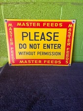 Original  Master Feeds  Vintage Farm Painted Metal Sign