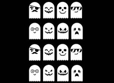 Halloween Ghastly Ghosts 16 pcs White Fused Glass Decals