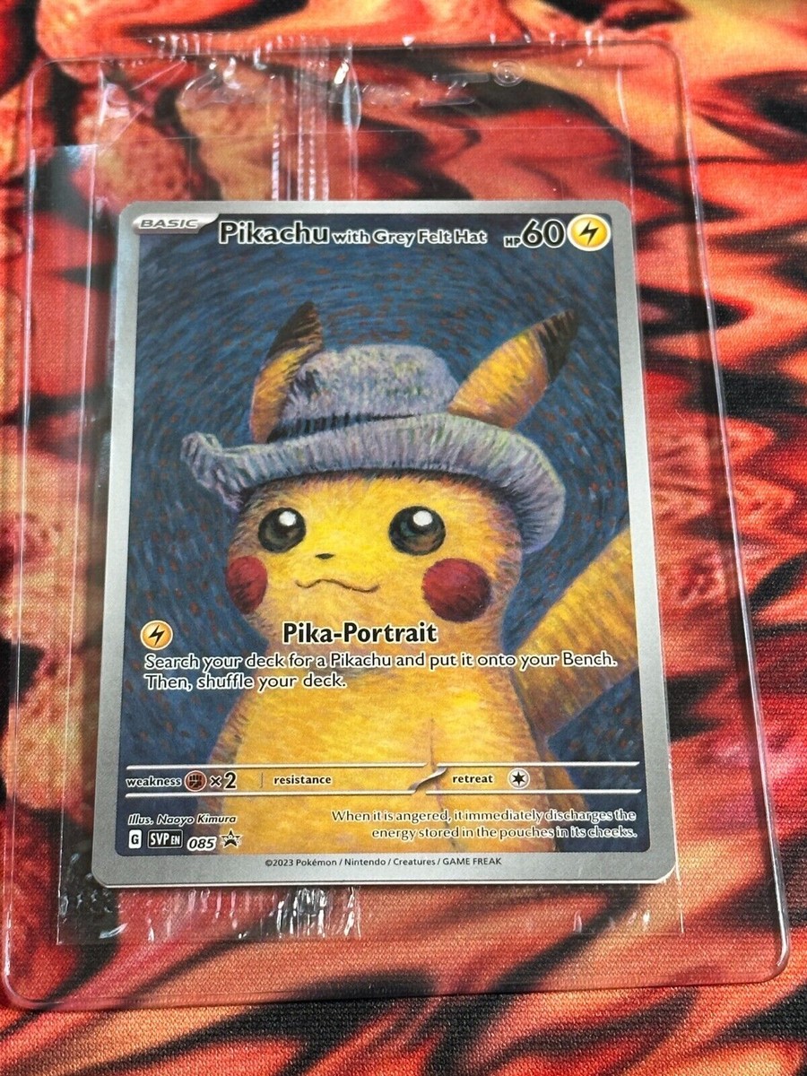 Pokemon Pikachu with Grey Felt Hat Promo Card SVP 085 VAN
