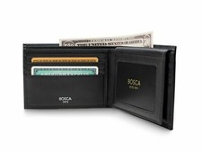 Bosca Nappa Vitello Credit Wallet with I.D. Passcase, Color Black, Last One
