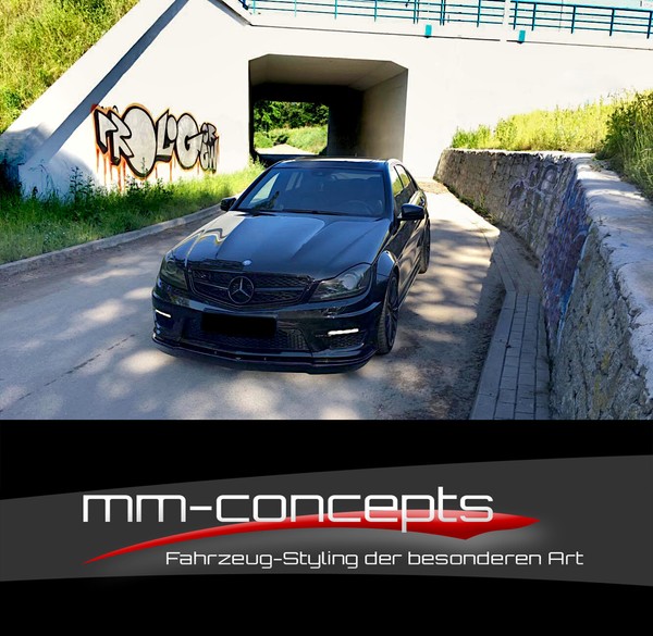Cup Spoilerlippe Schwarz Mercedes C-Klasse W204 AMG C63 Frontspoiler Schwert-image