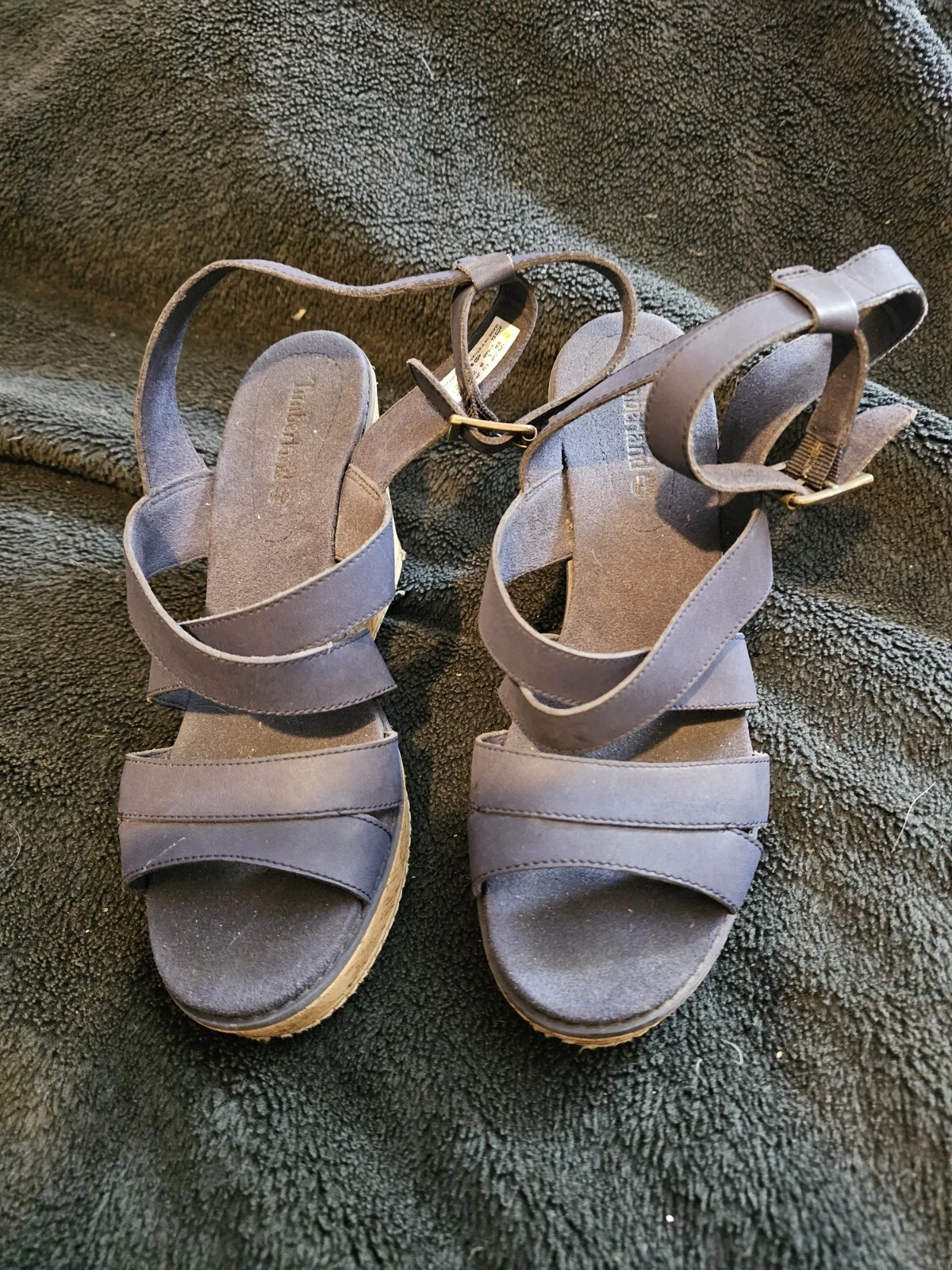 Sandali timberland donna zeppa blu navy chiusura alla caviglia taglia UK6 EUR39