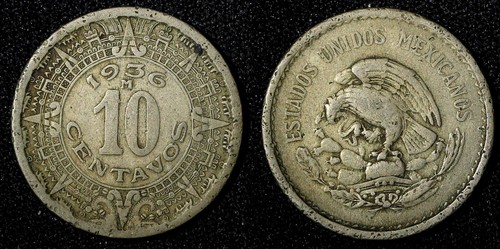 Mexico ESTADOS UNIDOS MEXICANOS 1936 10 Centavos 1st Year Type KM# 432 (27 485)
