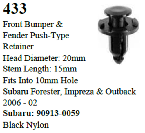 25 Pcs Front Bumper Fender Push-Type Retainer Compatible with Subaru 90913-0059 - Picture 2 of 2