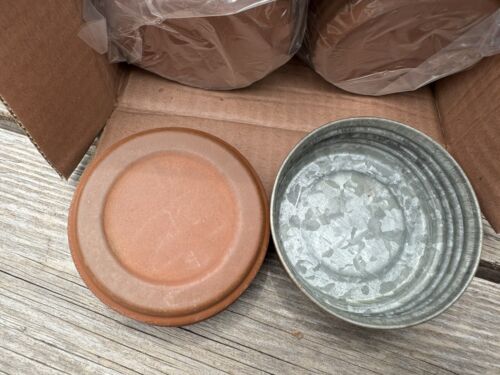 24 Rustic Rusted Mason Jar Pewter Lids Candles HD Quality Primative Farmhouse - Picture 3 of 4