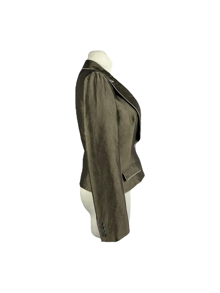 Blazer Alexander McQueen Vintage Para Mujer Mezcla de Lino Metal Chaqueta Gris Talla 44 Foto 4 de 4