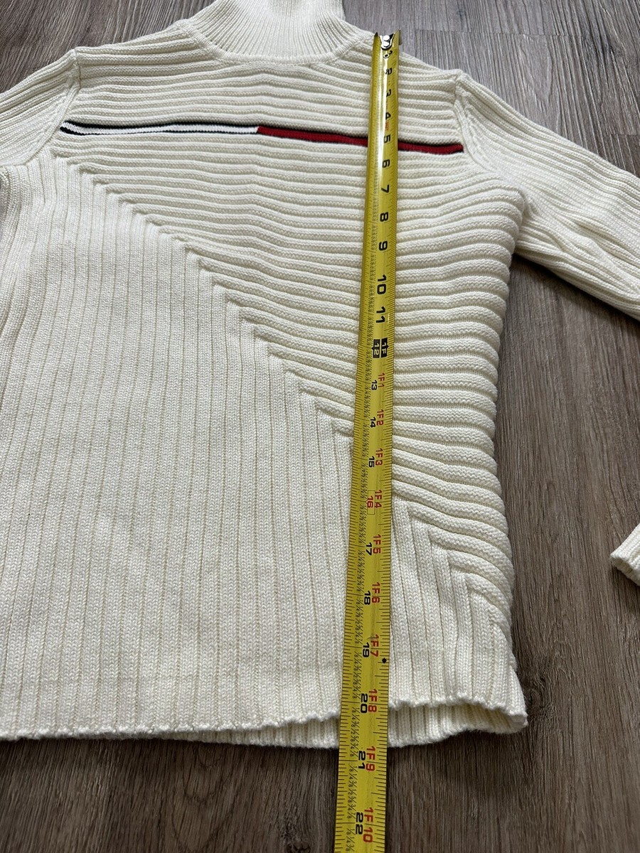 Vintage Womens Tommy Hilfiger White Turtleneck Sweater Top Size S P