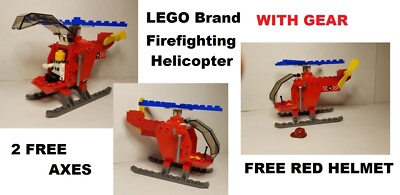 LEGO Minifigure Helicopter Seat Controls Fire Fighting Gear Axe RED HELMET
