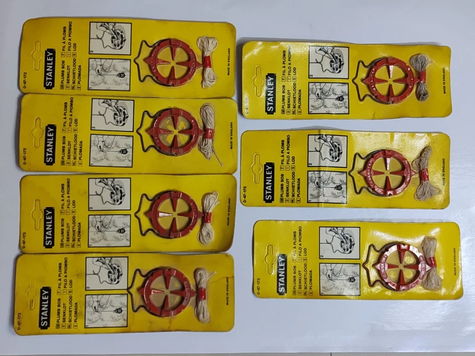 Vtg New 7 Pcs Satnley Super Rare Industrial Spirit Levels & Plumb Bobs, 70S - Image 3 of 4