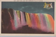 Night View of Horseshoe Falls Of Niagara Canada White Boarder Vintage Post Card