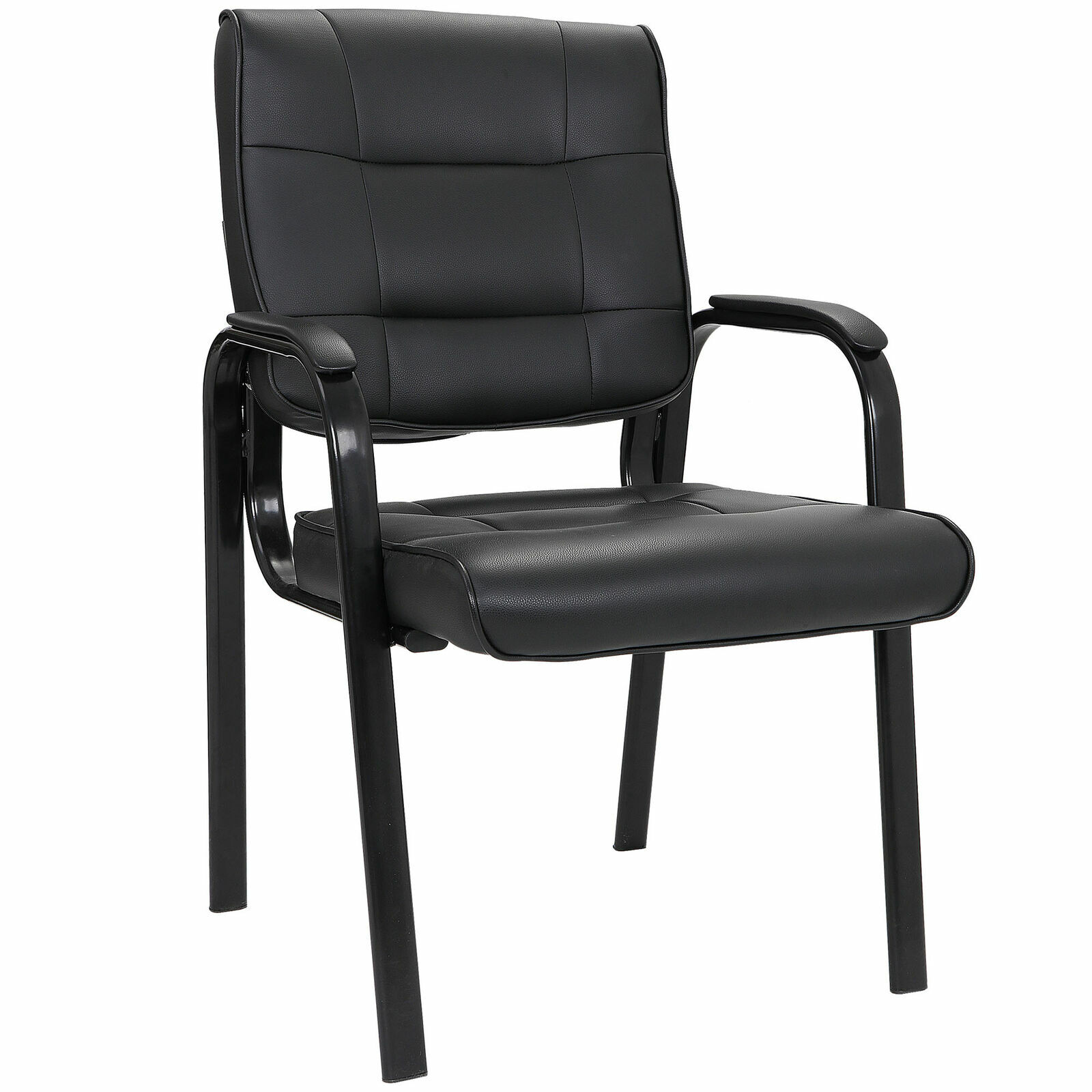 2 Pack Leather Guest Chair Black Waiting Room Office Desk Side Chairs