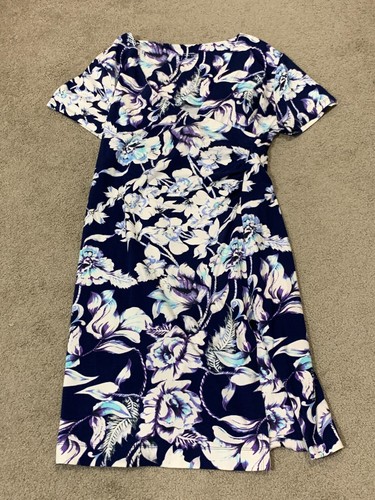Weiche Umrandung Blumen Faux Wickelkleid Damen Petite Large Surplice Stretch gebraucht, in einwandfreiem Zustand - Bild 2 von 15