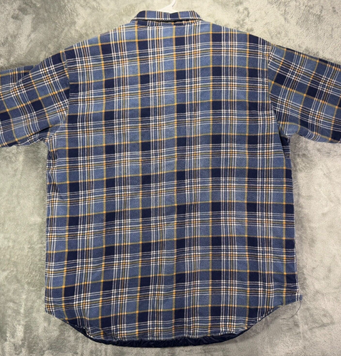 Vintage Sports Afield Flannel Jacket Men 2XLT Blue Plaid Quilt-Lined Shacket 90s - Picture 6 of 11