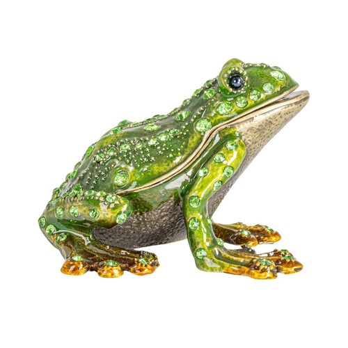 Schmuck emailliertes grünes Frosch-Schmuckkästchen aus Metall - Bild 7 von 11
