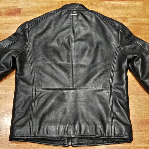 Andrew Marc New York Leder Moto Racer Biker Jacke durchgehender Reißverschluss Herren klein schwarz - Bild 15 von 24