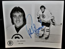 Vintage 1970's Phil Esposito Signed Original Boston Bruins Press Photo