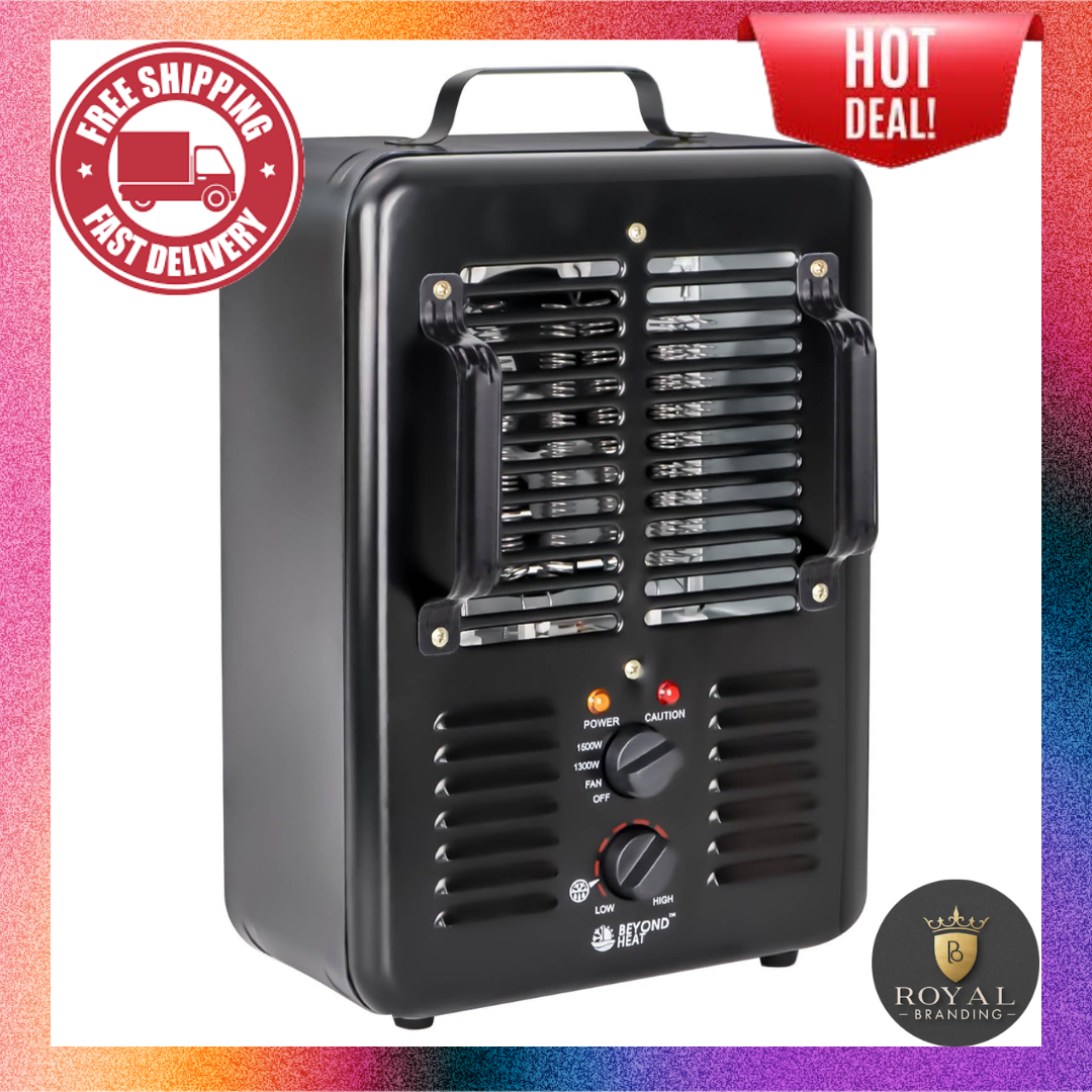 Space Heater,1300W/1500W Electric Heater w/ Thermostat,3 Heat Settings,Black-image